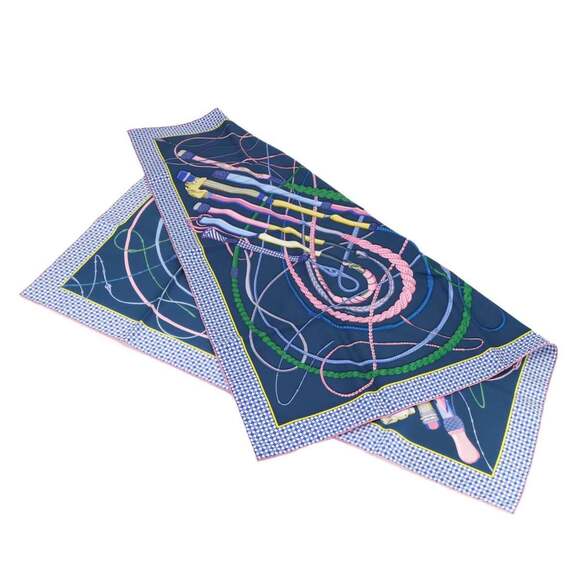 HERMES Authentic Blue Silk Scarf - Picture 3 of 5